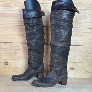 Vic Matie Women's Tall knee high Leather Brown‎ Boots